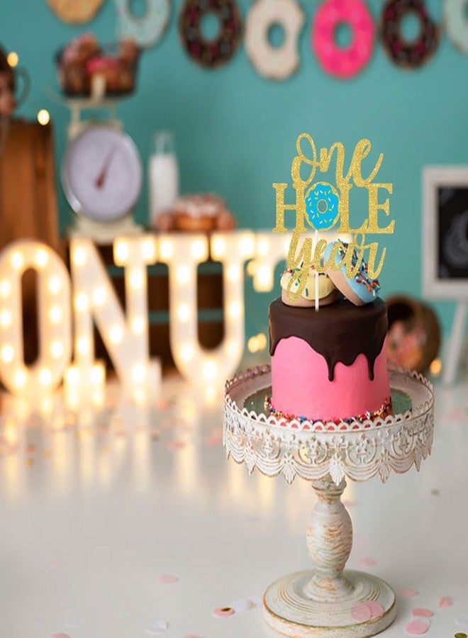 PANHUI One Hole Year Donut Cake Topper,Donut First Birthday/Dount Grow Up Cake Decor,Happy 1st Birthday Party Decorations,Donut Smash Photo Prop - Image 4